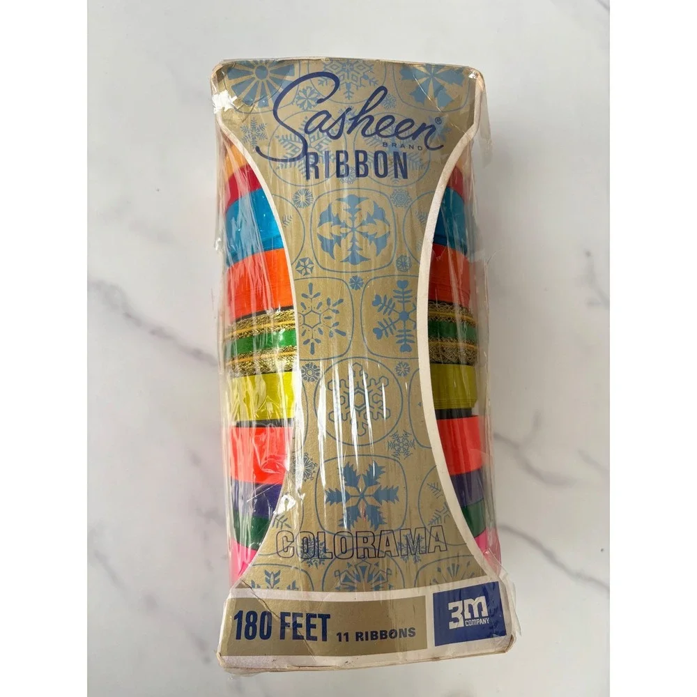 Vintage Sasheen Ribbon Colorama 3M 11 Ribbons 180 Feet Multi Color Gift Wrap New